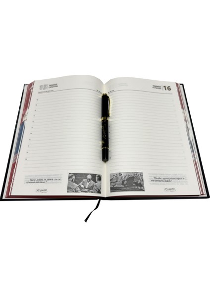 Kişiye Özel Isim Baskılı, Özel Tasarım Atatürk Ajandası 2026 Kenar Boyalı ve Kalem Seti, Vıp Hediye Kutulu