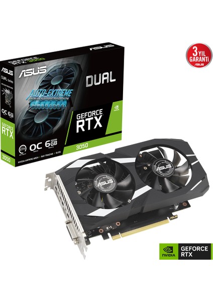 Asus DUAL-RTX3050-O6G RTX3050 6gb Gddr6 96BIT Dvı-D/hdmı/dp Pcı-E 4.0 fiyatları