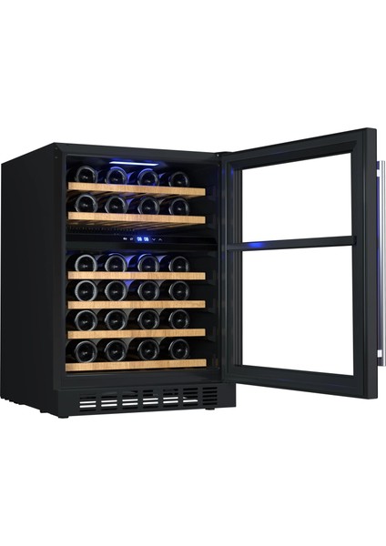 46 Şişe Kapasiteli Çift Bölmeli Tezgah Altı Şarap Saklama Dolabı Siyah BUW46-BG2 fiyatları