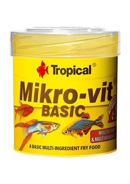 Tropical Mikro-Vit Basic Yavru Balıklar Için Temel Yem Balık Yemi 50 ml 32 gr