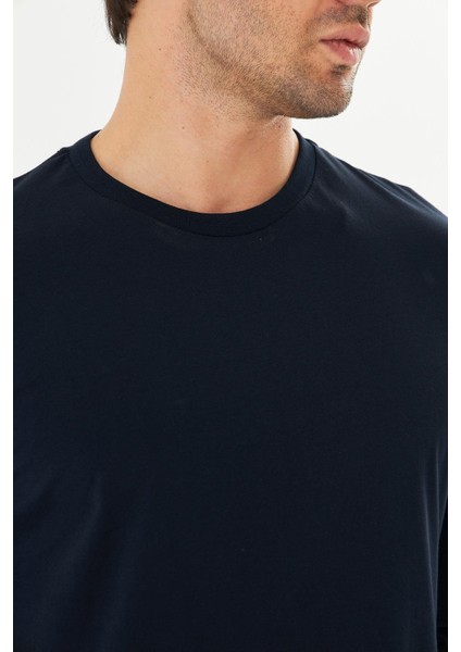 Erkek Pamuklu Bisiklet Yaka Uzun Kollu Tişört Lacivert 5020-L