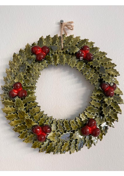 El Yapımı Kokinalı Seramik Çelenk Duvar Veya Masa Dekoru