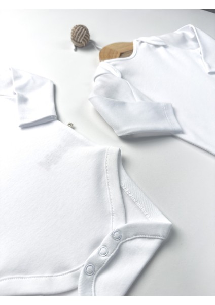 Unisex, Bebek Uzun Kol % 100 Pamuk 3\'lü Çıtçıtlı Body & Zıbın 0-3 Ay / 3-6 Ay / 6-9 Ay