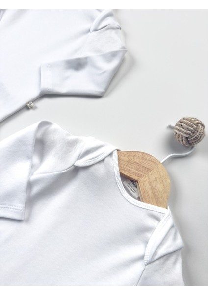 Unisex, Bebek Uzun Kol % 100 Pamuk 3\'lü Çıtçıtlı Body & Zıbın 0-3 Ay / 3-6 Ay / 6-9 Ay