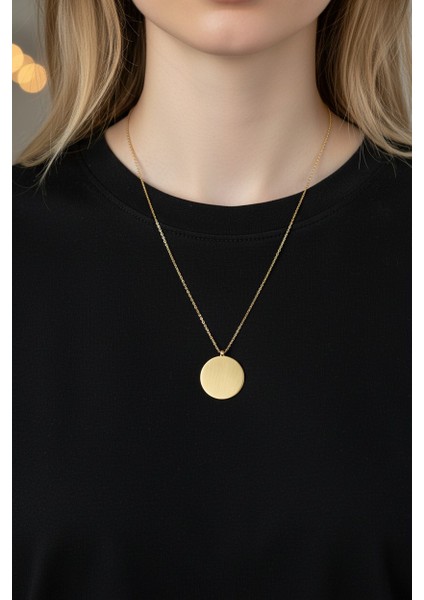 Isim- Resim- Tarih Yazılabilir Çember Plak 14 Ayar Altın Kolye fırsatları