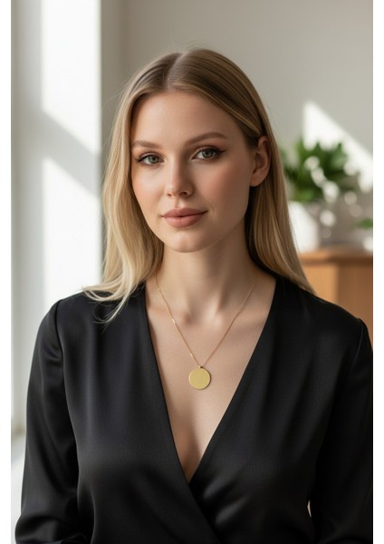 Isim- Resim- Tarih Yazılabilir Çember Plak 14 Ayar Altın Kolye indirimleri