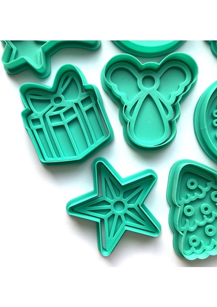 Yılbaşı Özel 8 Parça Kurabiye Kalıbı Seti | Melek, Yıldız, Hediye, Çan | Şeker Hamuru ve Kil Şekillendirici fiyatları