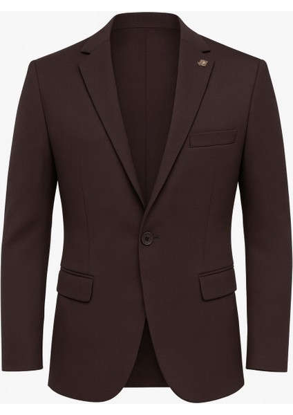 Kahverengi Erkek Slim Fit Blazer Ceket – Şık, Modern, Günlük ve Ofis Kombinlerine Uygun Tek Düğmeli Erkek Ceketi