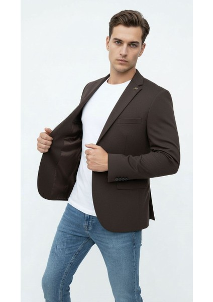 Kahverengi Erkek Slim Fit Blazer Ceket – Şık, Modern, Günlük ve Ofis Kombinlerine Uygun Tek Düğmeli Erkek Ceketi indirimleri