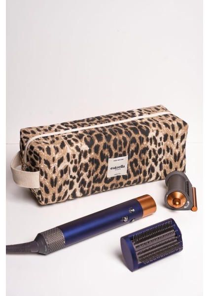 Leopar Dy-Son Airwrap ve Tüm Saç Şekillendiriciler Için Xl Boy Çanta Seyahat Çantası Leo Çizgi