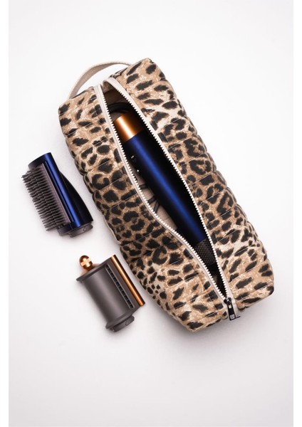 Leopar Dy-Son Airwrap ve Tüm Saç Şekillendiriciler Için Xl Boy Çanta Seyahat Çantası Leo Çizgi modelleri