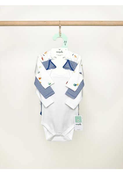 Uzun Kol Erkek Bebek Çıtçıtlı Body 3'lü Set fiyatları