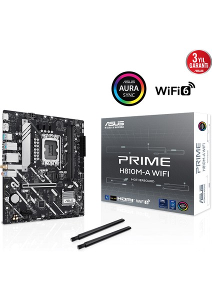 Prıme H810M-A Wıfı 2x Ddr5 Dp/hdmı 2x M.2 1x 2.5glan/wıfı/bt Usb3.2 1851P Anakart