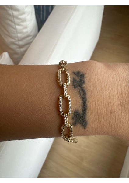 14 K Altın Kaplama 3 Sıra Taşlı Bileklik fiyatları