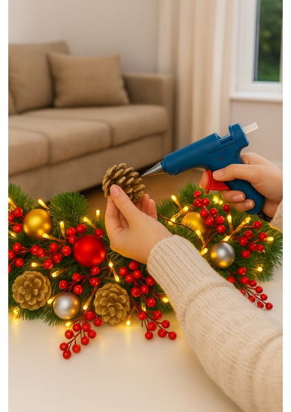 Premium 72 Parça Garland Handmade Yılbaşı Dekorasyon Seti (2.7m Garland+Kokina+Kozalak+Top+Led Işık) modelleri