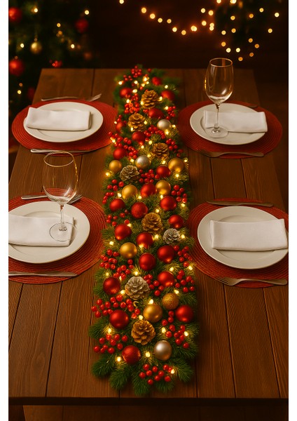 Premium 72 Parça Garland Handmade Yılbaşı Dekorasyon Seti (2.7m Garland+Kokina+Kozalak+Top+Led Işık) fırsatları