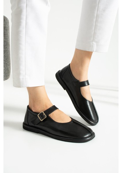 Cassiel Hakiki Deri Ayarlanabilir Toka Detaylı Kadın Lofer Siyah Deri fiyatları