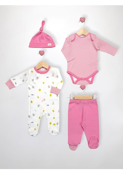 4 Parça Kız Bebek Tulum Çoklu Set