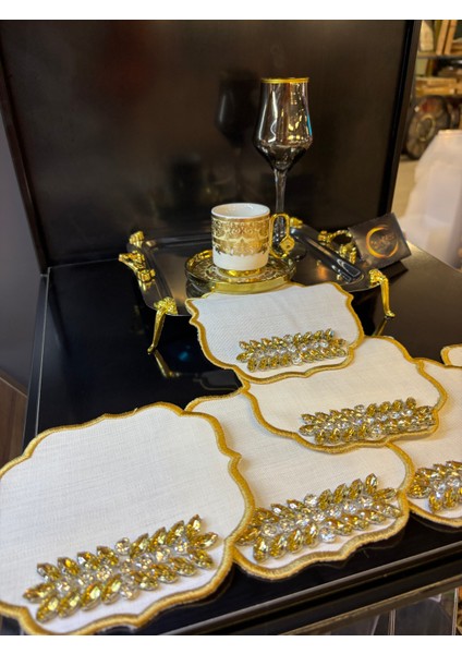 6'lı Gold Taşlı Sunum Peçetesi, Kahve Yanı Peçetesi, Kokteyl Peçetesi fiyatları