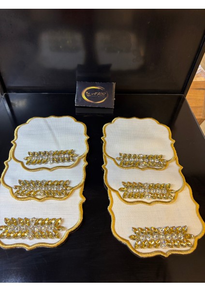 6'lı Gold Taşlı Sunum Peçetesi, Kahve Yanı Peçetesi, Kokteyl Peçetesi fırsatları