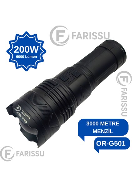 OR-G501: Geceyi Gündüze Çeviren 3 Km Menzilli Dev Projektör Fener (Powerbank Özellikli Full Set) fırsatları