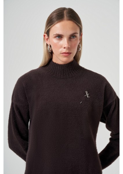 Angora Kazak Çıkartılabilir Broşlu 7000 Kahve