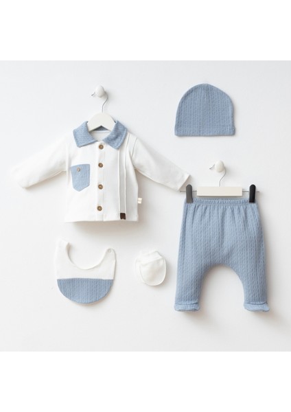Mavi Erkek Bebek Zıbın Seti 5 Parça 7087