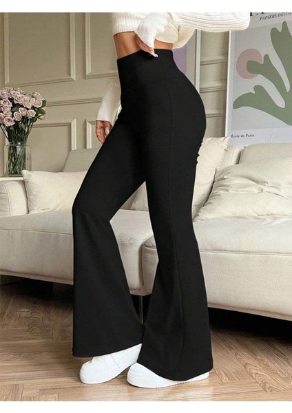 Kadın Yüksek Bel Ispanyol Paçalı Pantolon Tayt
