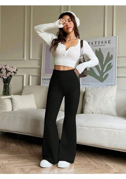 Kadın Yüksek Bel Ispanyol Paçalı Pantolon Tayt fiyatları
