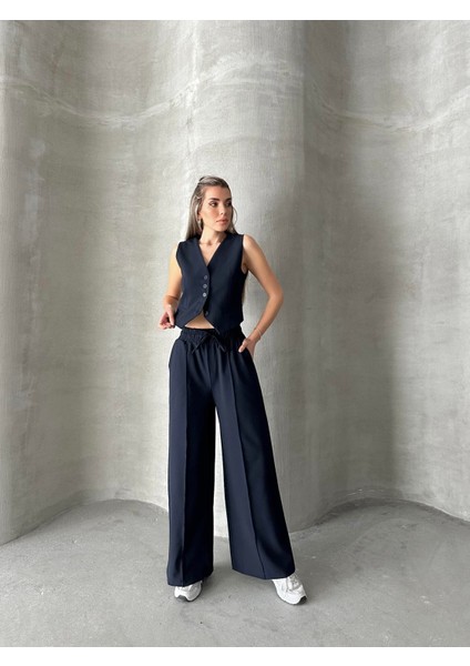 Beli Lastikli Polyviskon Pantolon Lacivert fırsatları