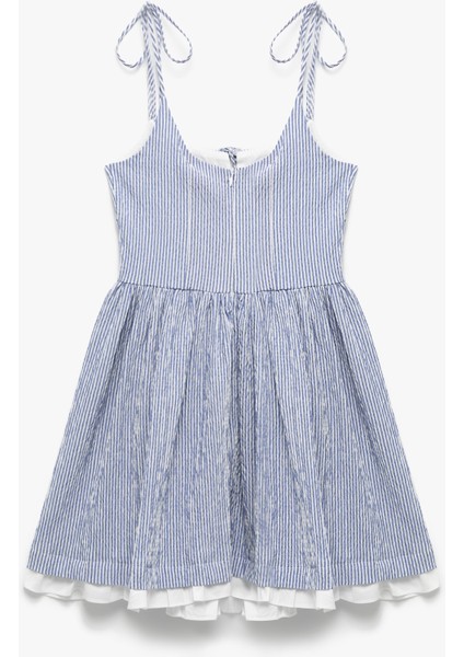 Fiyonklu Bağcıklı Yaka Ip Askılı Çizgili Mini Elbise indirimleri