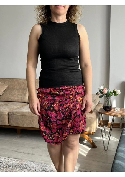 Sıfır Kol, Sıfır Yaka Simli Iplik Spor Bluz Siyah