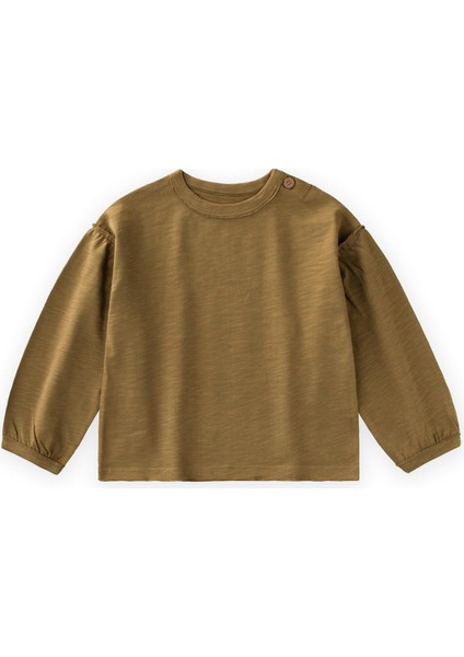 Fırçalı Rustik Uzun Kollu T-Shırt 1-7 Yaş Olive