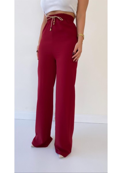 Ayrobin Keten Rahat Pantolon Bordo