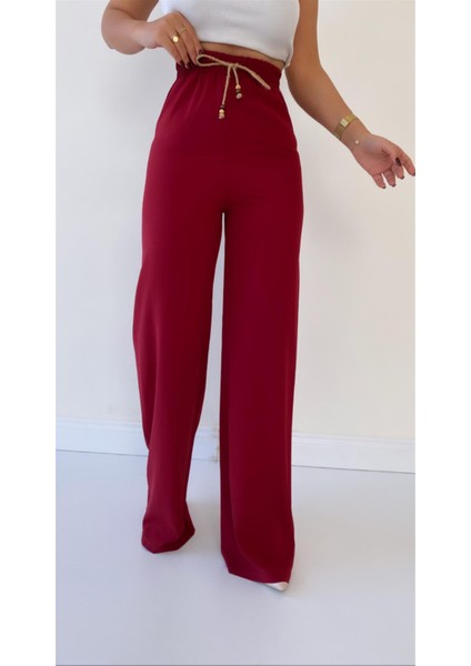 Ayrobin Keten Rahat Pantolon Bordo