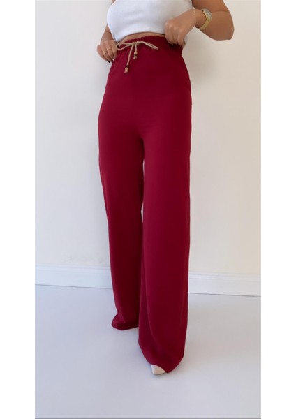 Ayrobin Keten Rahat Pantolon Bordo