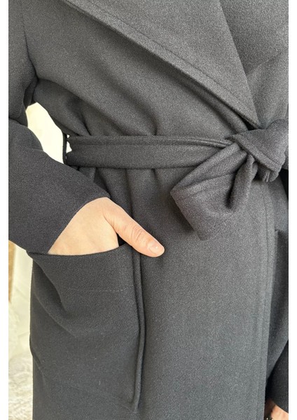 Bel Kuşaklı Iç Astarlı Kapüşonlu Tesettür Kaban P-00019495 indirimleri