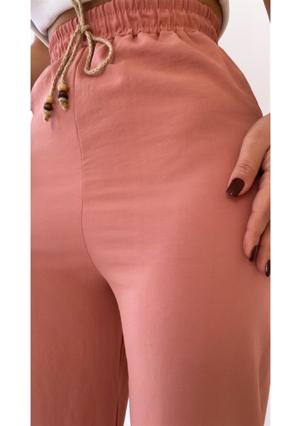 Ayrobin Keten Rahat Pantolon Gül Kurusu modelleri