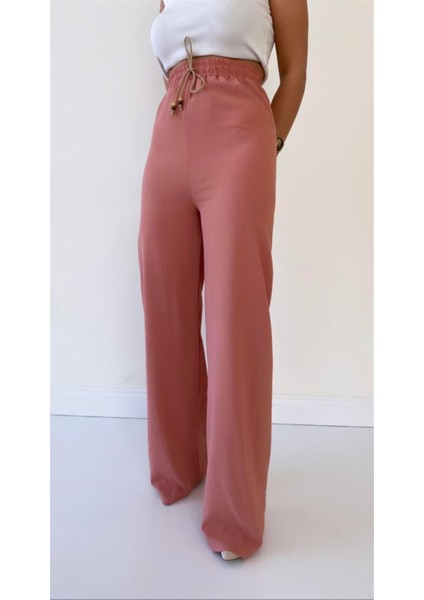 Ayrobin Keten Rahat Pantolon Gül Kurusu