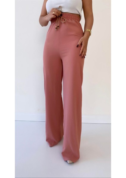 Ayrobin Keten Rahat Pantolon Gül Kurusu