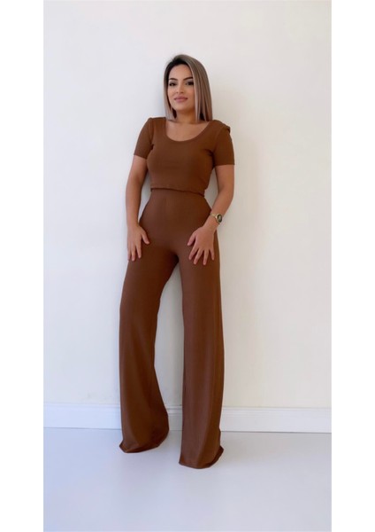 Kaşkorse Fit Gösteren Döküm Pantolon Kahverengi