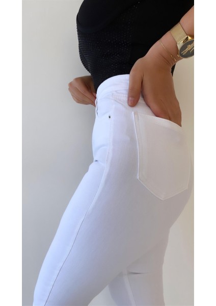 Toparlayıcı Skinny Jean Ekru modelleri