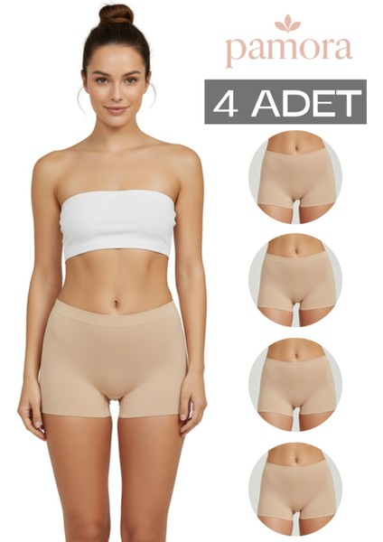 Kadın Boxer 4’lü Set – Pamuklu, Iz Yapmaz ve Nefes Alan Kumaş – Ten Rengi