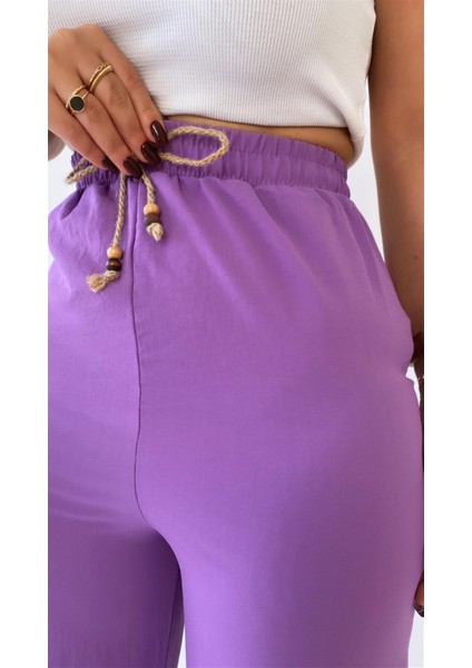 Ayrobin Keten Rahat Pantolon Lila fiyatları