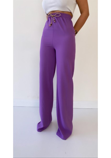 Ayrobin Keten Rahat Pantolon Lila indirimleri