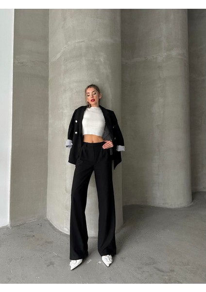Kemer Detaylı Bol Pantolon Siyah indirimleri