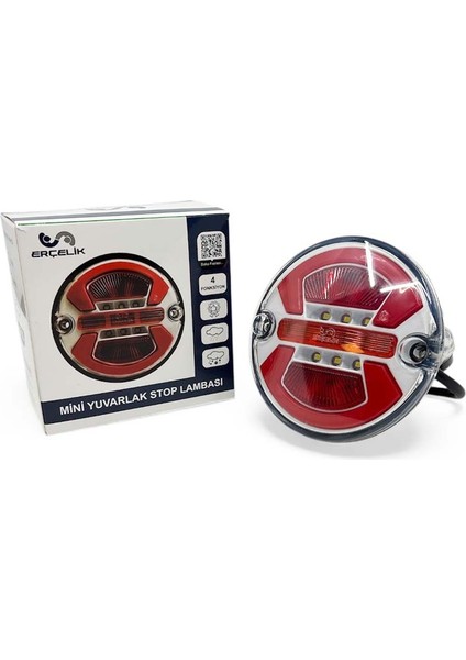 Universal Mini Yuvarlak Stop Lambası 4 Fonksiyonlu 12-24V Uyumlu Fren Park Geri Vites Sinyal modelleri