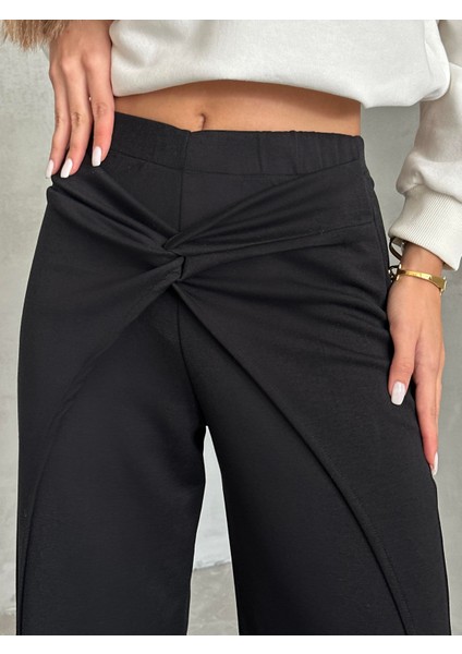 Bel Detaylı Salaş Pantolon Siyah modelleri