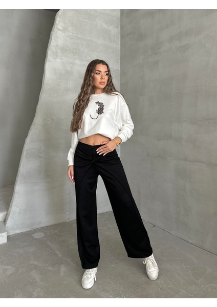 Bel Detaylı Salaş Pantolon Siyah fırsatları