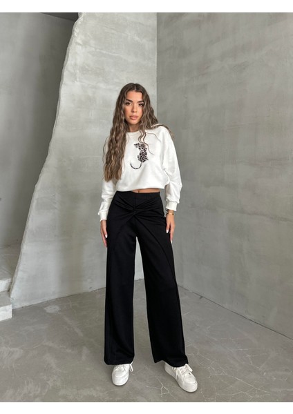 Bel Detaylı Salaş Pantolon Siyah indirimleri